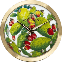 Carica l'immagine nel visualizzatore di Gallery, MIZZICA Time - Orologio con simbolo tipico siciliano Il Fico D’India quadrante stampato e maglia milano – MC102 - Clock with typical Sicilian symbol the prickly pear