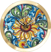Carica l'immagine nel visualizzatore di Gallery, MIZZICA Time - Orologio con simbolo tipico siciliano Il Girasole quadrante stampato – MB107 - Clock with typical Sicilian symbol The sunflower