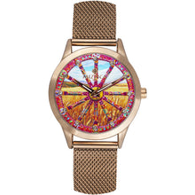 Carica l'immagine nel visualizzatore di Gallery, MIZZICA Time - Orologio con simbolo tipico siciliano La Ruota quadrante stampato e maglia milano – MC101 - Clock with typical Sicilian symbol The wheel