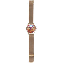 Carica l'immagine nel visualizzatore di Gallery, MIZZICA Time - Orologio con simbolo tipico siciliano La Ruota quadrante stampato e maglia milano – MC101 - Clock with typical Sicilian symbol The wheel