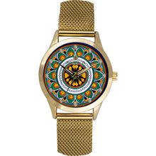Carica l'immagine nel visualizzatore di Gallery, MIZZICA Time - Orologio con simbolo tipico siciliano Deruta quadrante stampato e maglia milano – MC118 - Clock with typical Sicilian symbol