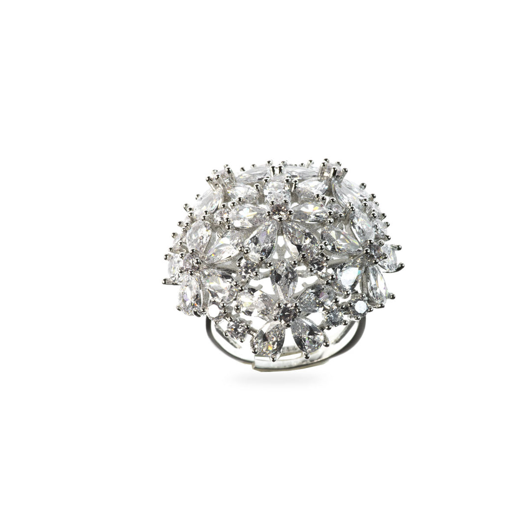 MAGNOLIA - Anello in metallo anallergico con zirconi cubici - AN5092B