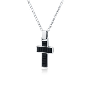 #Brandgioielli - Collana uomo Croce Spessa cristalli neri