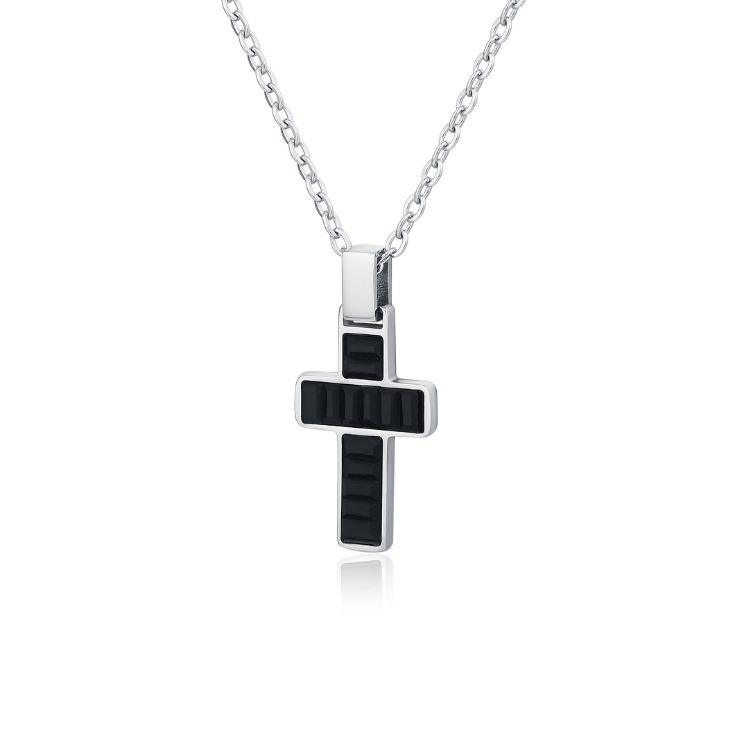 #Brandgioielli - Collana uomo Croce Spessa cristalli neri