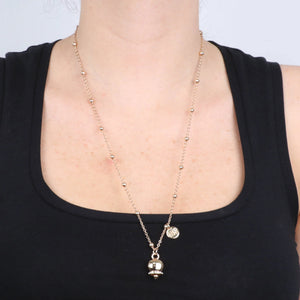 BYSIMON - Collana in Metallo con campanella portafortuna pendente, impreziosita da cristalli