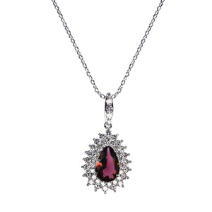 MAGNOLIA - Collana in metallo anallergico con zirconi cristallo rosso – CL5069R
