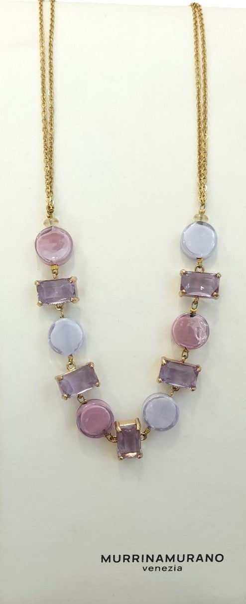 Collana GIROCOLLO MurrinaMurano Venezia  SUNSET MIRAGE ROSA
