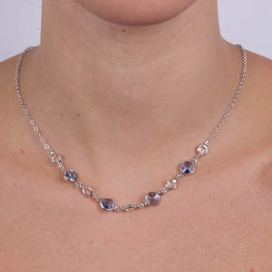 BYSIMON - Collana in Argento 925 impreziosita da Cristalli zaffiro chiaro e trasparenti