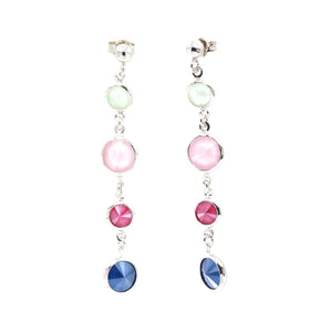BYSIMON - Orecchini in Argento 925 con punti luce di cristalli multicolore pendenti