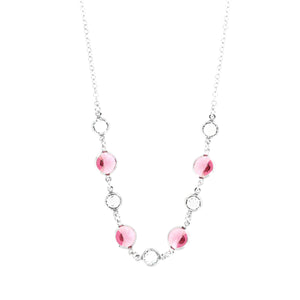 BYSIMON - Collana in Argento 925 impreziosita da Cristalli rosa e bianco