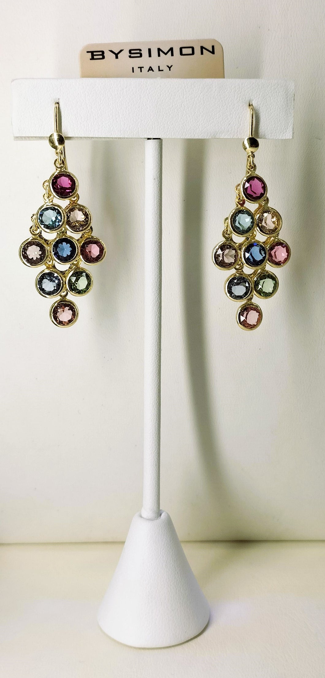 BYSIMON - Orecchini in Argento 925 cascata a grappolo, impreziosita da cristalli multicolore