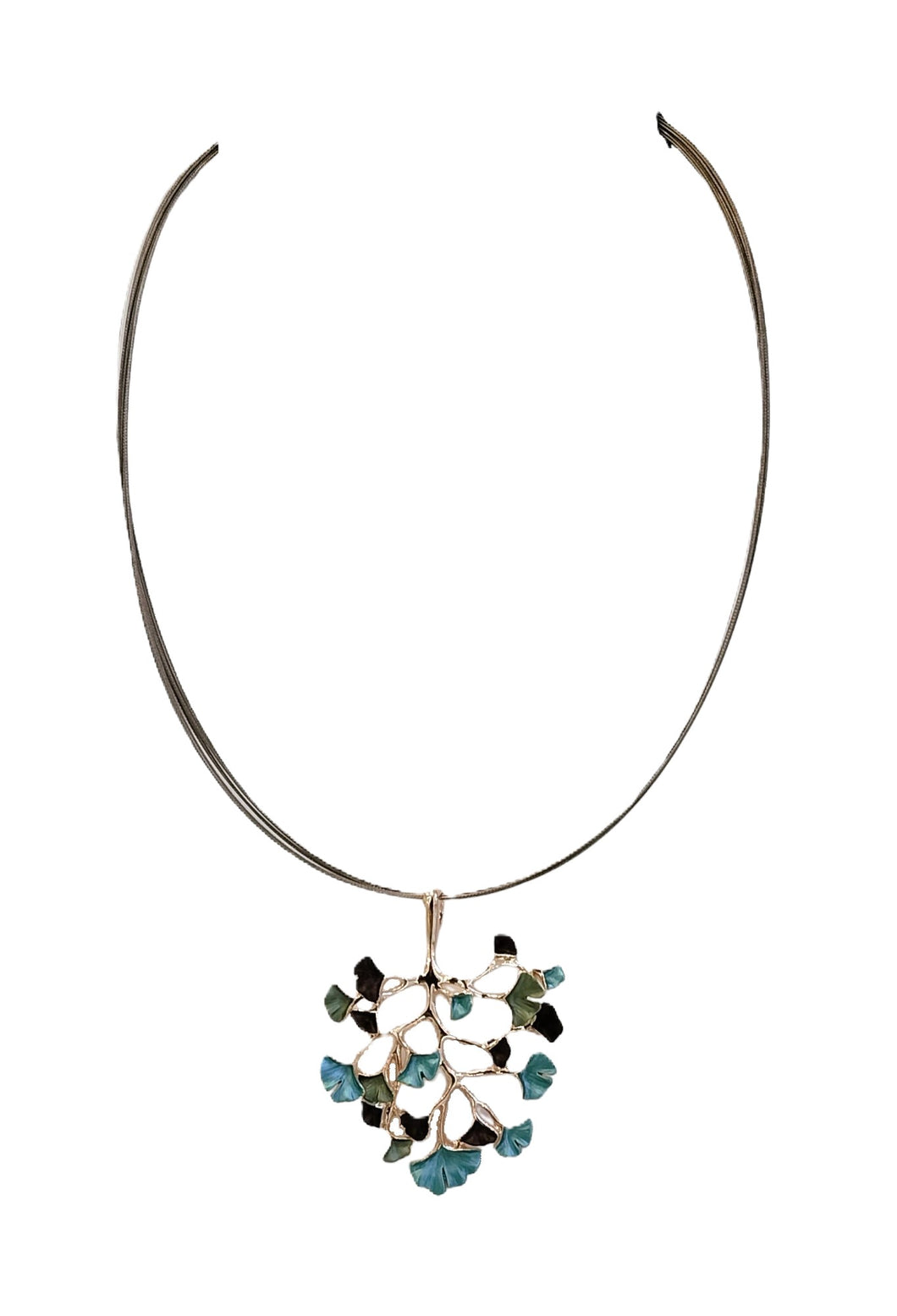 KLK GIOIELLI - COLLANA FOGLIA GINKO TURCHESE