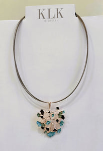 KLK GIOIELLI - COLLANA FOGLIA GINKO TURCHESE