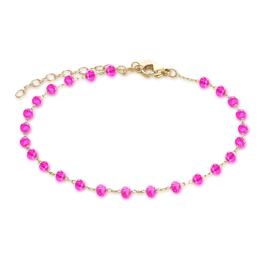 #Brandgioielli - Cavigliera Dorata Cristalli Fuxia