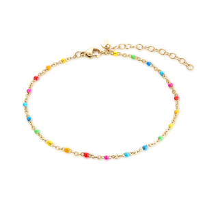 #Brandgioielli - Cavigliera Dorata Smalto Arcobaleno