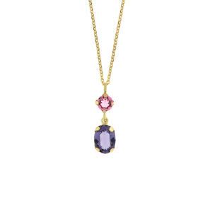 BYSIMON - Collana in Argento 925 con due cristalli nelle sfumature del viola - rosa