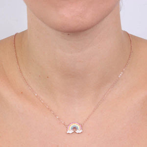 BYSIMON - Collana in Argento 925 con arcobaleno, impreziosito da zirconi multicolor
