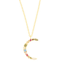 Carica l&#39;immagine nel visualizzatore di Gallery, BYSIMON - Collana in Argento 925 con pendente a forma di luna impreziosita da zirconi multicolor
