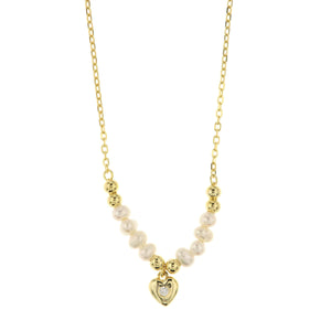BYSIMON - Collana in Argento 925 con perle e ciondolo centrale a forma di cuore
