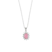 Carica l&#39;immagine nel visualizzatore di Gallery, BYSIMON - Collana in Argento 925 con zirconi bianchi e zircone centrale rosa
