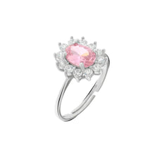 Carica l&#39;immagine nel visualizzatore di Gallery, BYSIMON - Anello in argento 925 con zirconi bianchi e zircone centrale rosa
