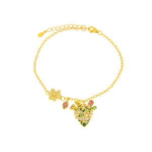 BY SIMON - Bracciale in Argento 925 con cactus e zirconi colorati