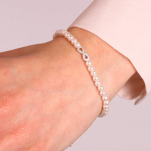 BYSIMON - Bracciale in Argento 925 con perle di acqua dolce e simbolo dell'infinito