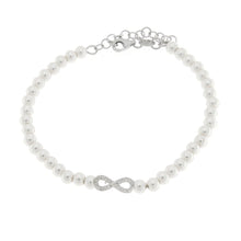 Carica l&#39;immagine nel visualizzatore di Gallery, BYSIMON - Bracciale in Argento 925 con perle di acqua dolce e simbolo dell&#39;infinito
