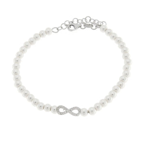 BYSIMON - Bracciale in Argento 925 con perle di acqua dolce e simbolo dell'infinito