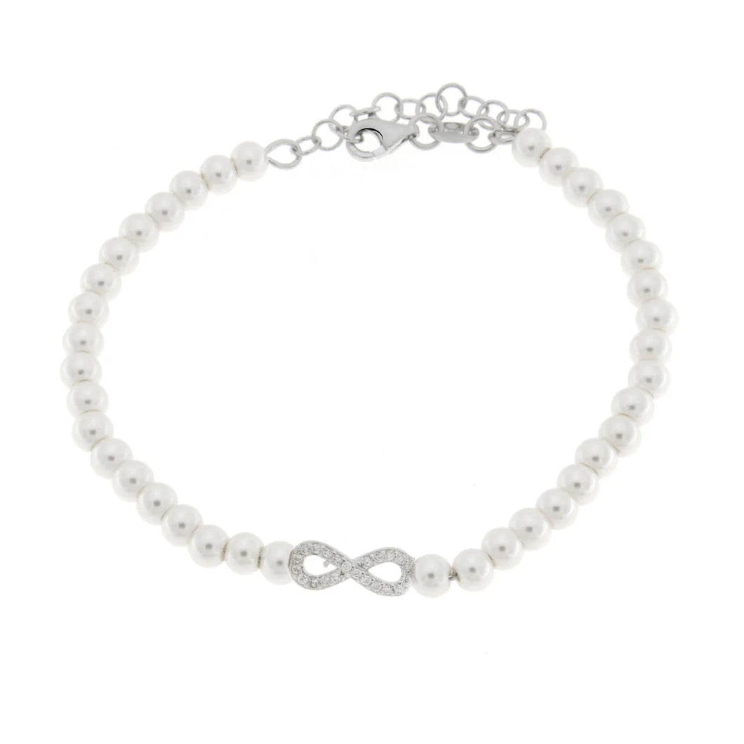 BYSIMON - Bracciale in Argento 925 con perle di acqua dolce e simbolo dell'infinito