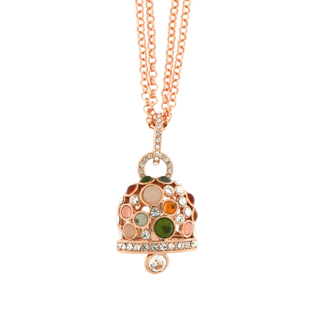 BY SIMON -Collana in Metallo con grande campana pendente multicolore e punti luce bianchi