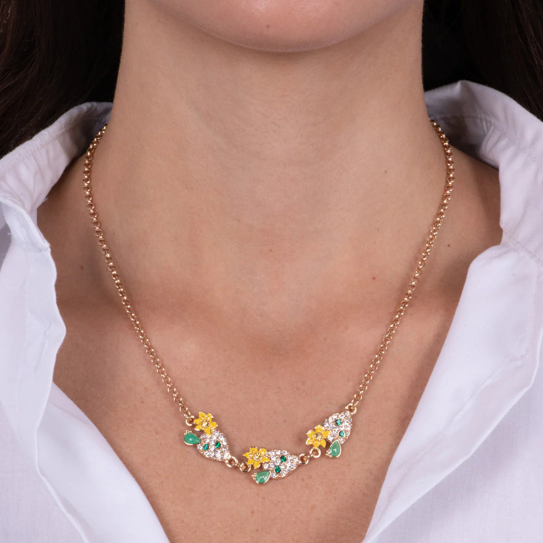 BYSIMON - Collana in Metallo con cactus impreziosito da pietre colorati