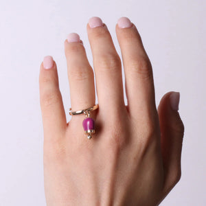 BYSIMON - Anello in Metallo con campanella portafortuna pendente, impreziosita da smalto e punto luce
