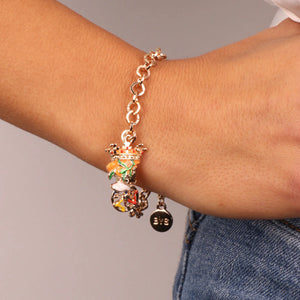 BYSIMON - Bracciale in Metallo con testa di moro uomo e simbolo di Trinacria impreziositi da smalti colorati