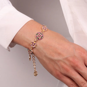 BYSIMON - Bracciale in Metallo con maioliche colorate