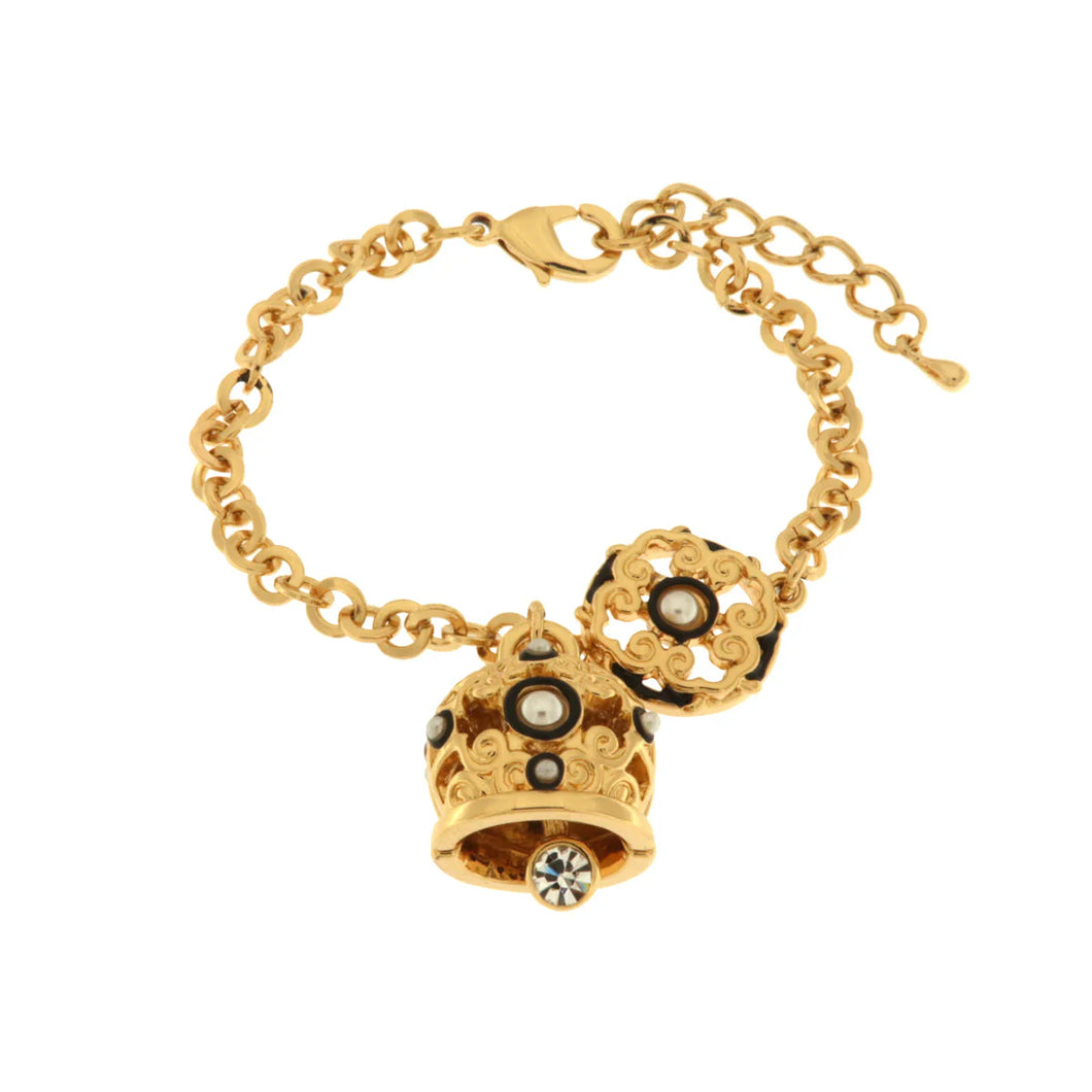 BYSIMON - Bracciale in Metallo con campanella portafortuna impreziosita da maioliche colorate