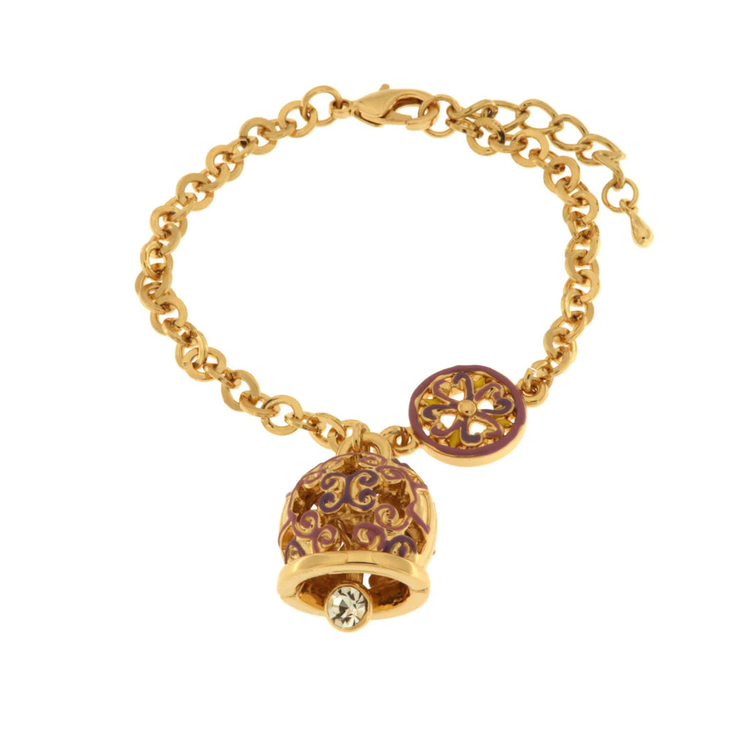 BYSIMON - Bracciale in Metallo con campanella portafortuna impreziosita da maioliche colorate