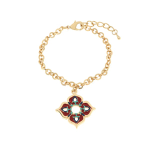 BYSIMON - Bracciale in Metallo con maioliche colorate a forma di croce