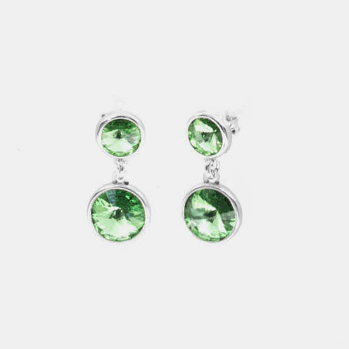 BYSIMON - Orecchini in Argento 925 doppio punto luce con cristalli colorazione verde