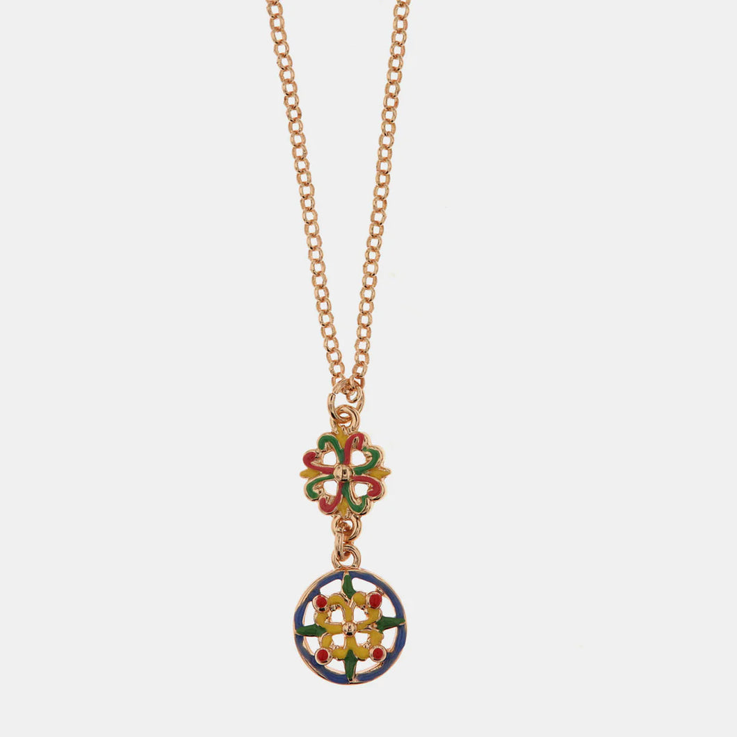 BYSIMON - Collana in Metallo con maioliche di Caltagirone impreziosite da smalti colorati