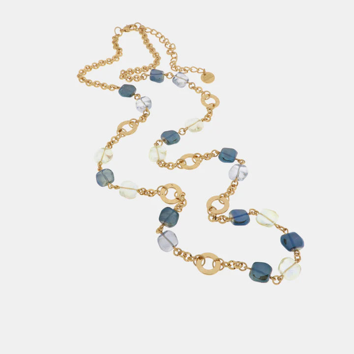 BYSIMON - Collana in Metallo con cristalli colorati ispirati al vetro di Murano