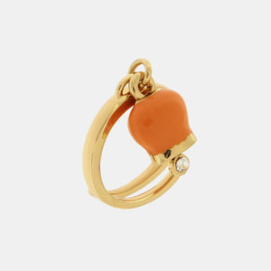 BYSIMON - Anello in Metallo con campanella portafortuna arancione