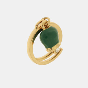 BYSIMON - Anello in Metallo con campanella portafortuna verde