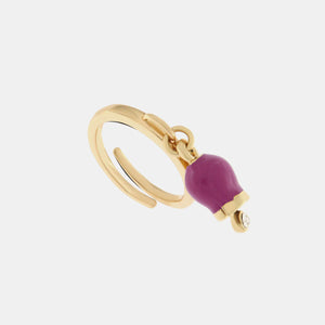 BYSIMON - Anello in Metallo con campanella portafortuna pendente, impreziosita da smalto e punto luce