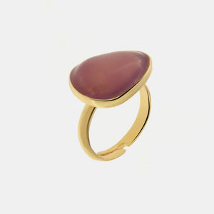 BYSIMON - Anello in Metallo con pietra color amaranto
