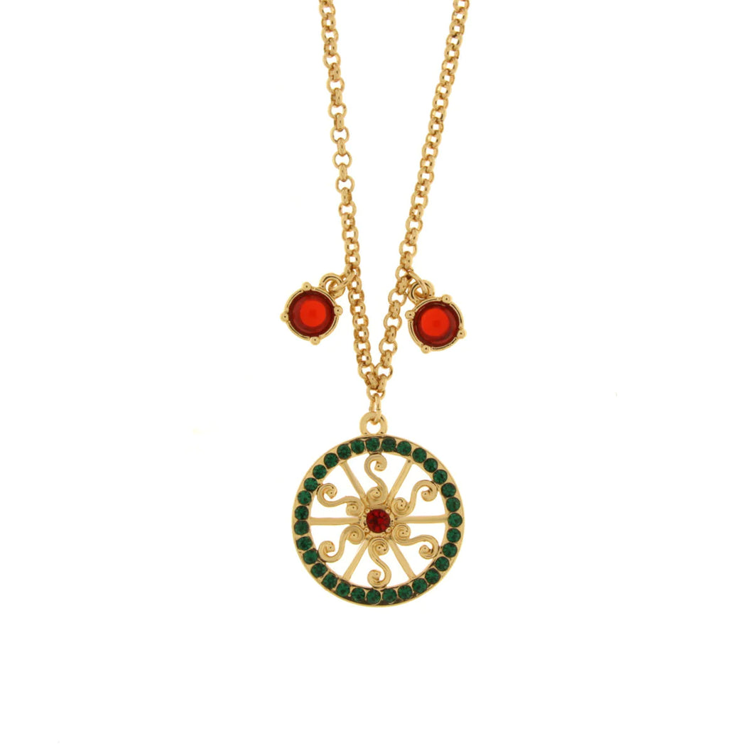 BYSIMON - Collana con ruota impreziosita da cristalli e pietre colorati