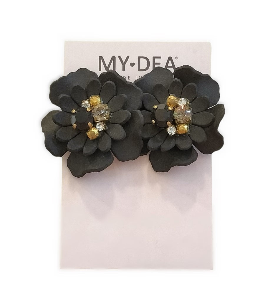 MY DEA - ORECCHINI FLOWER NERO