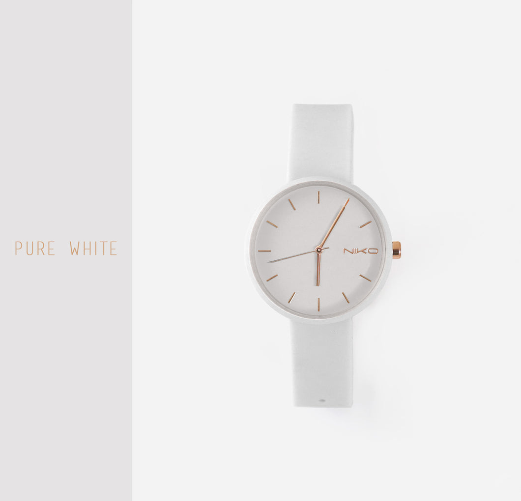 Orologio analogico con cinturino gommato colore bianco - NIKO Watch pure white