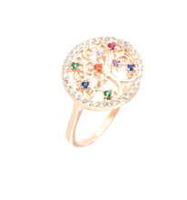 Carica l&#39;immagine nel visualizzatore di Gallery, BYSIMON - Anello in Argento 925 albero della vita a zirconi multicolor, incorniciato in giro di zirconi bianchi

