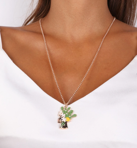BYSIMON - Collana in Metallo con pendente testa di moro donna con smalti e cristalli colorati
